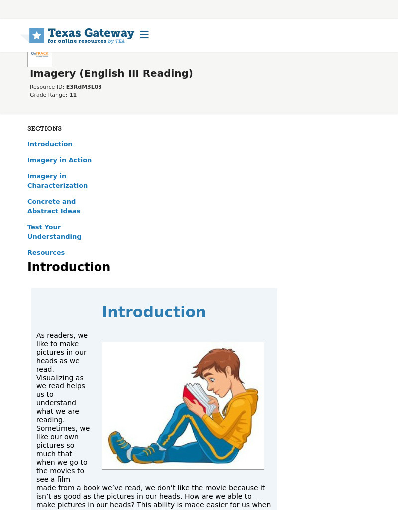 Imagery (English III Reading) Interactive