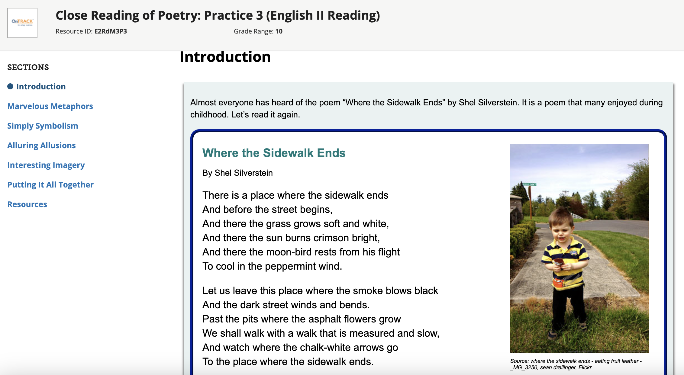 Close Reading of Poetry: Practice 3 (English II Reading) Interactive