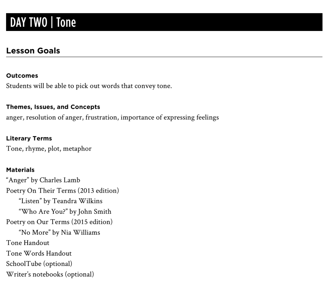 Tone Lesson Plan