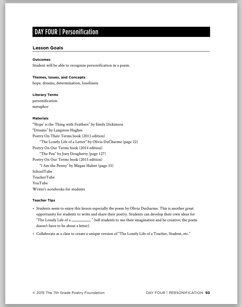 Personification Lesson Plan