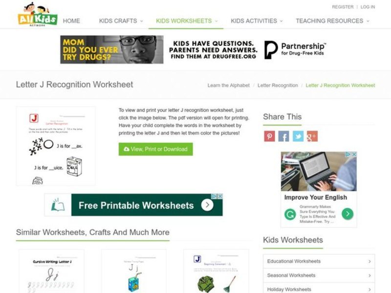 Letter Recognition Worksheet