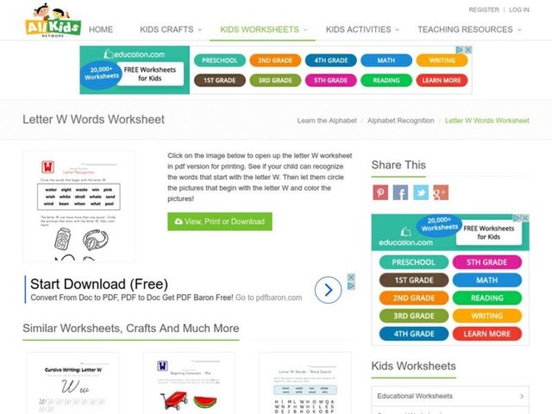 Letter Recognition Worksheet