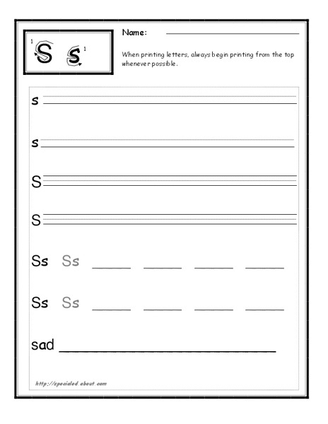 Letter S Lesson Plan