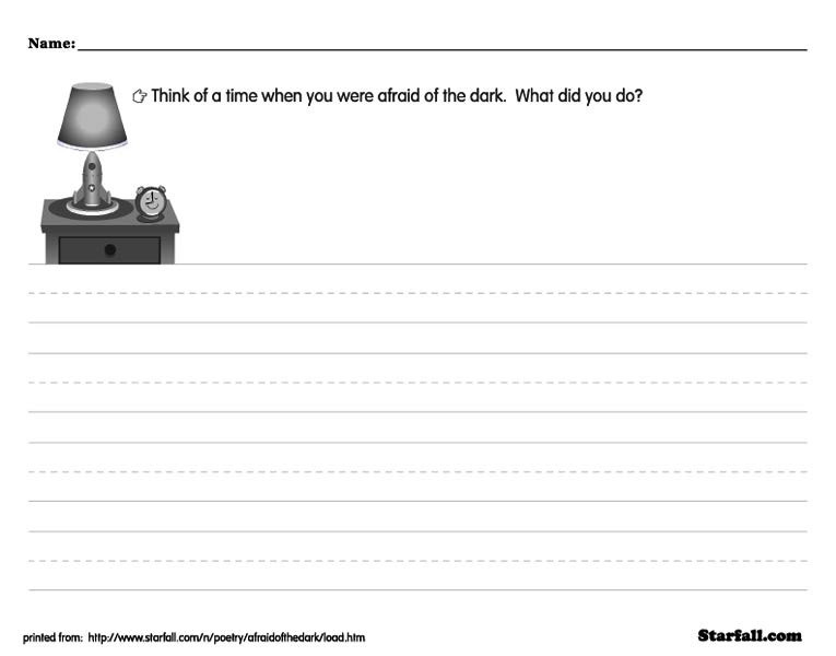 I'm Afraid of the Dark Writing