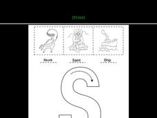 Letter Ss Words and Pictures Worksheet