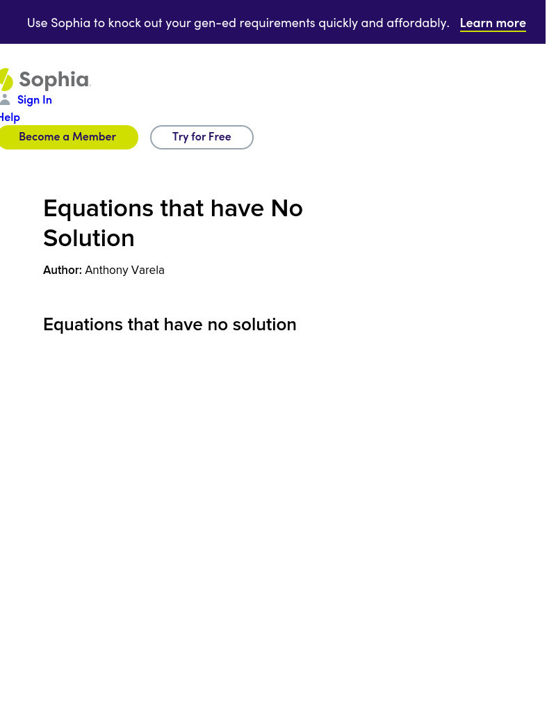 Sophia: Equations That Have No Solution: Lesson 5 PPT