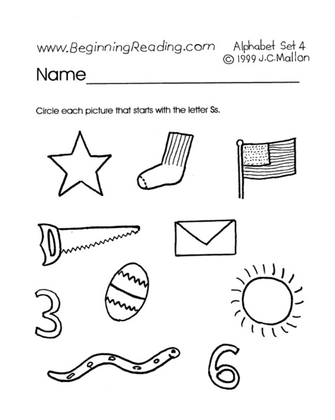 Letter S Words Worksheet