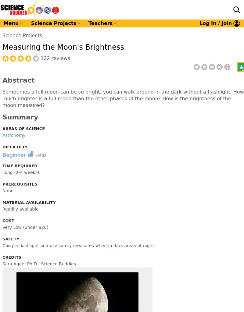 Science Buddies: Measuring the Moon Activity