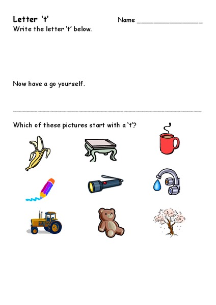 Letter T Worksheet