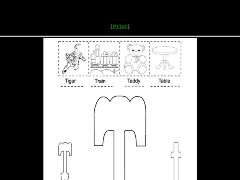 Letter Tt Words and Pictures Worksheet