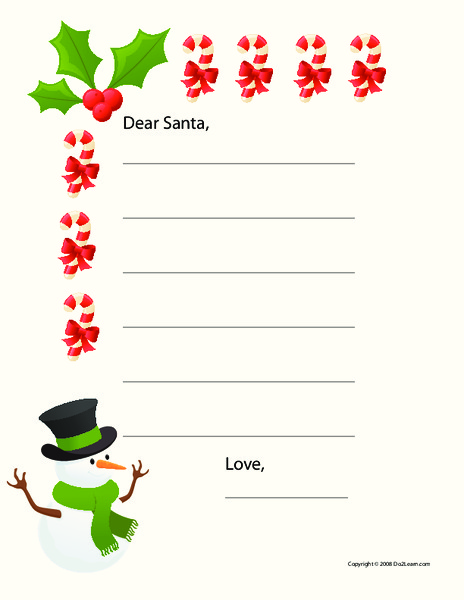 Letter to Santa Worksheet