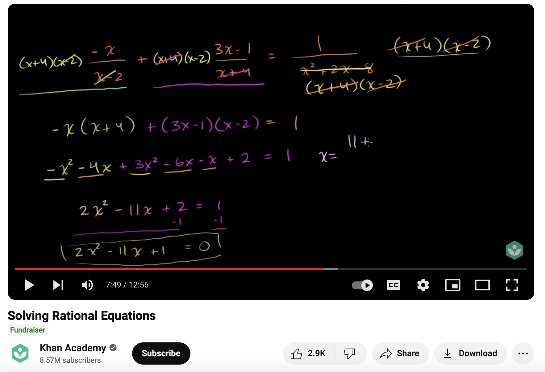 Solving Rational Equations Instructional Video
