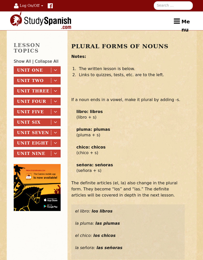 Study Spanish: Plural Forms of Nouns Lesson Plan