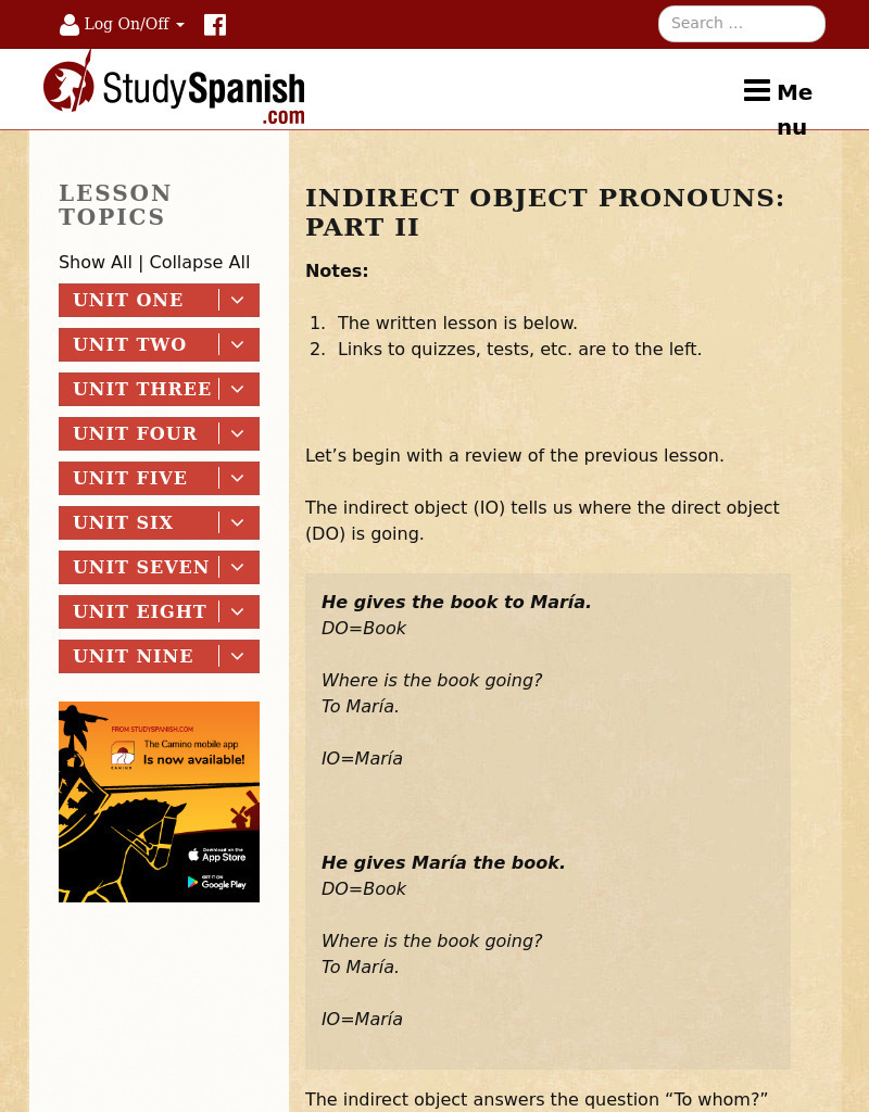 Study Spanish: Indirect Object Pronouns Part Ii Lesson Plan