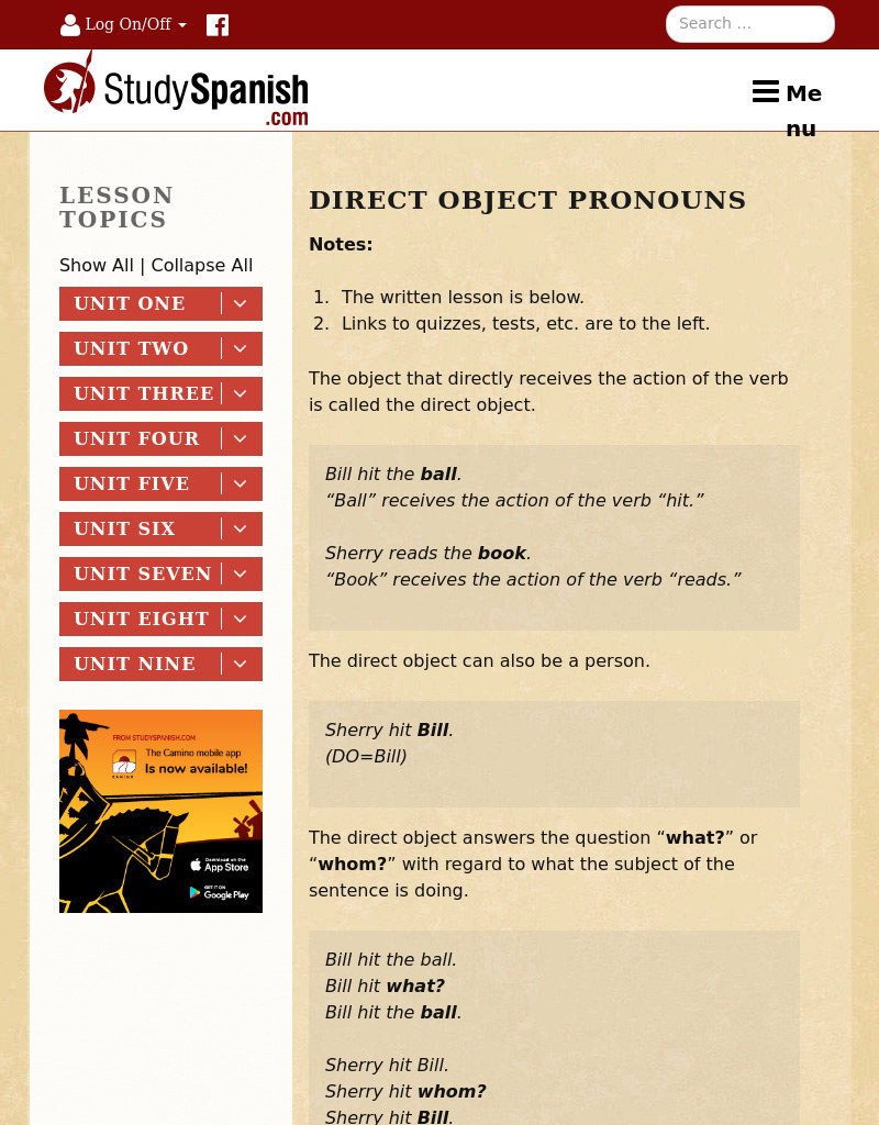Study Spanish: Direct Object Pronouns Part I Lesson Plan