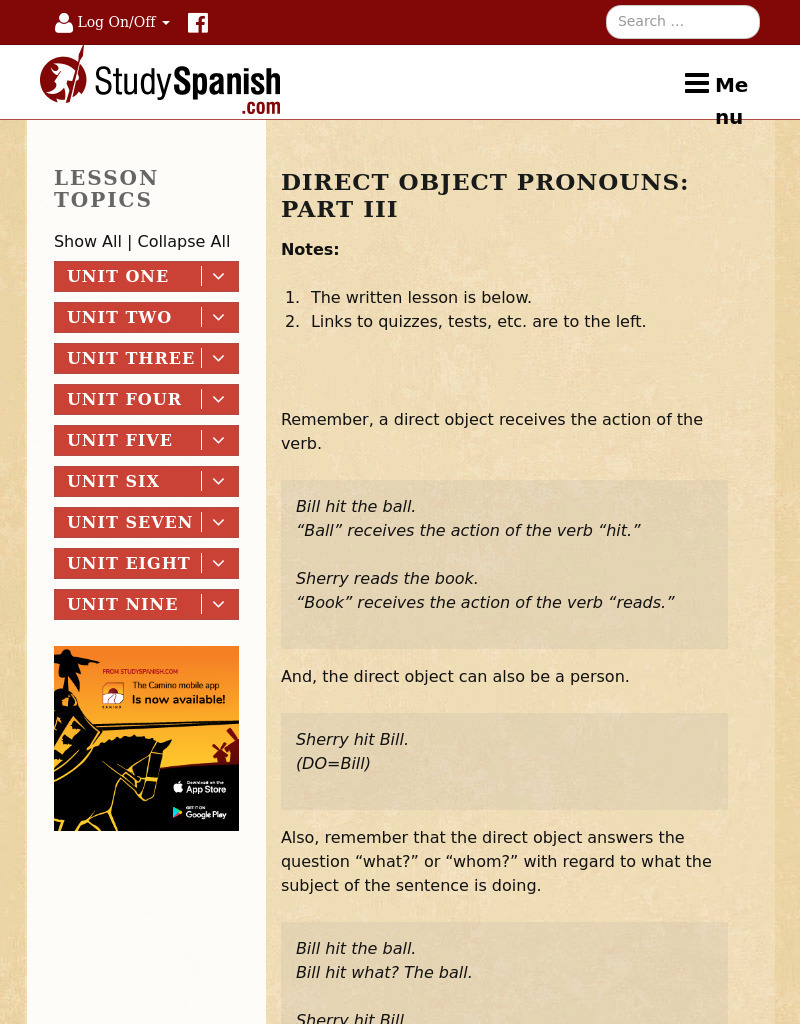 Study Spanish: Direct Object Pronouns Part Iii Lesson Plan