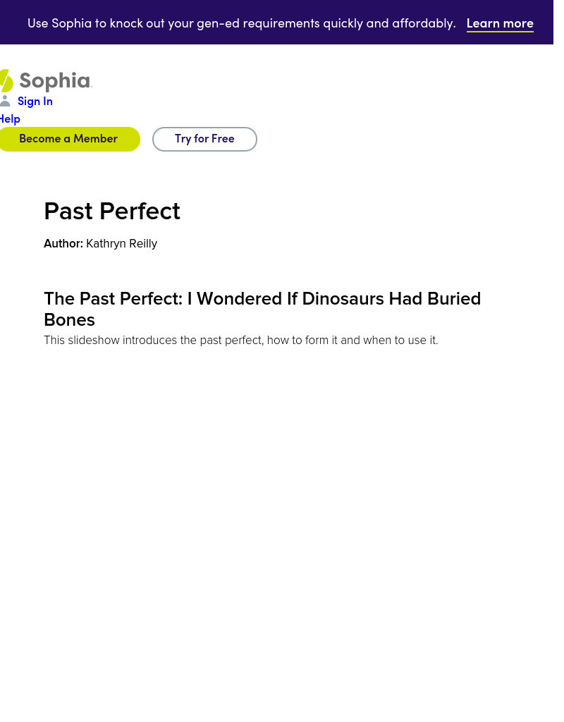 Sophia: Past Perfect PPT