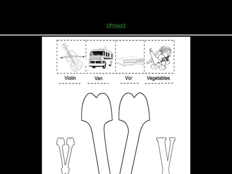 Letter Vv Words and Pictures Worksheet