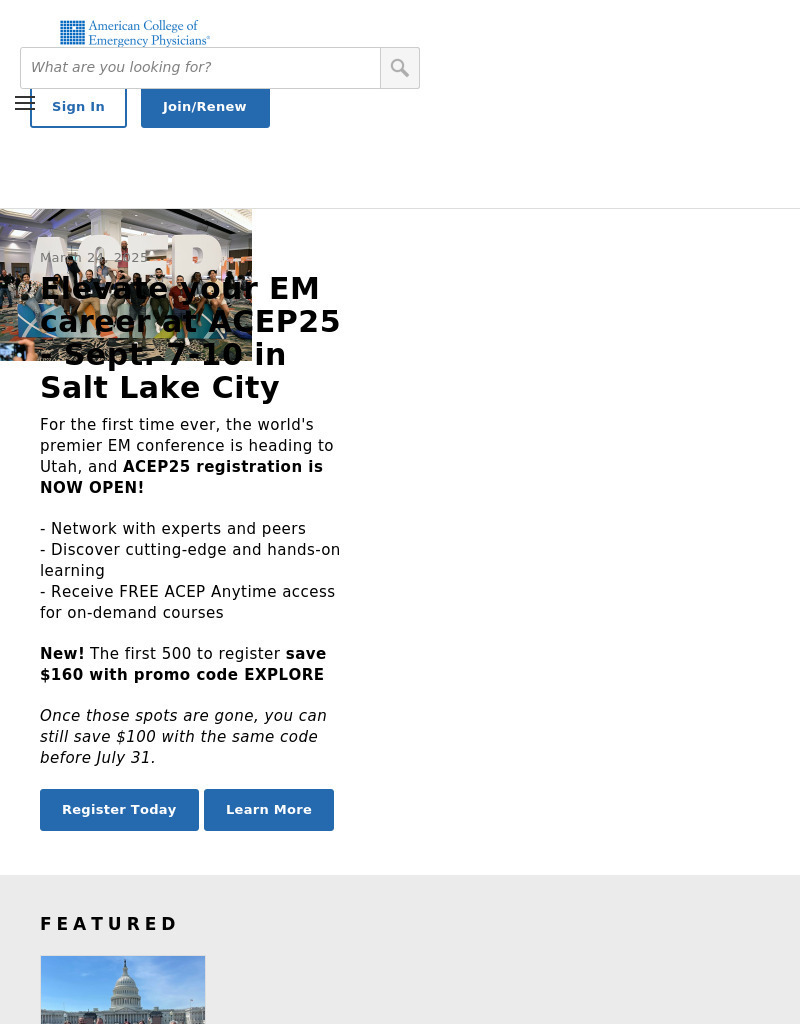 American College of Emergency Physicians Website