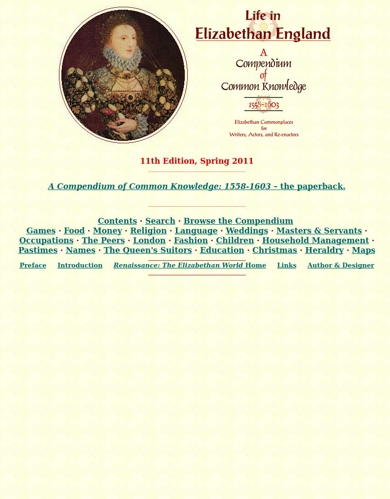 Elizabethan.org: Life in Elizabethan England Website