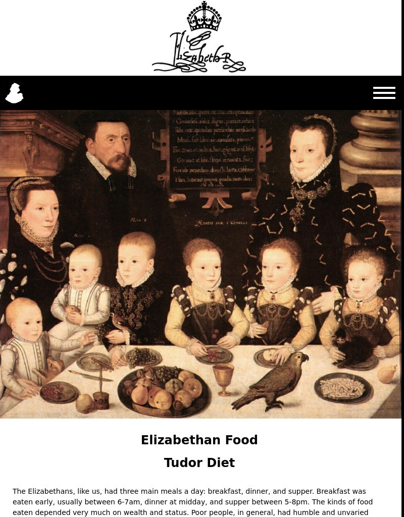 Elizabeth I: Elizabethan Food Handout
