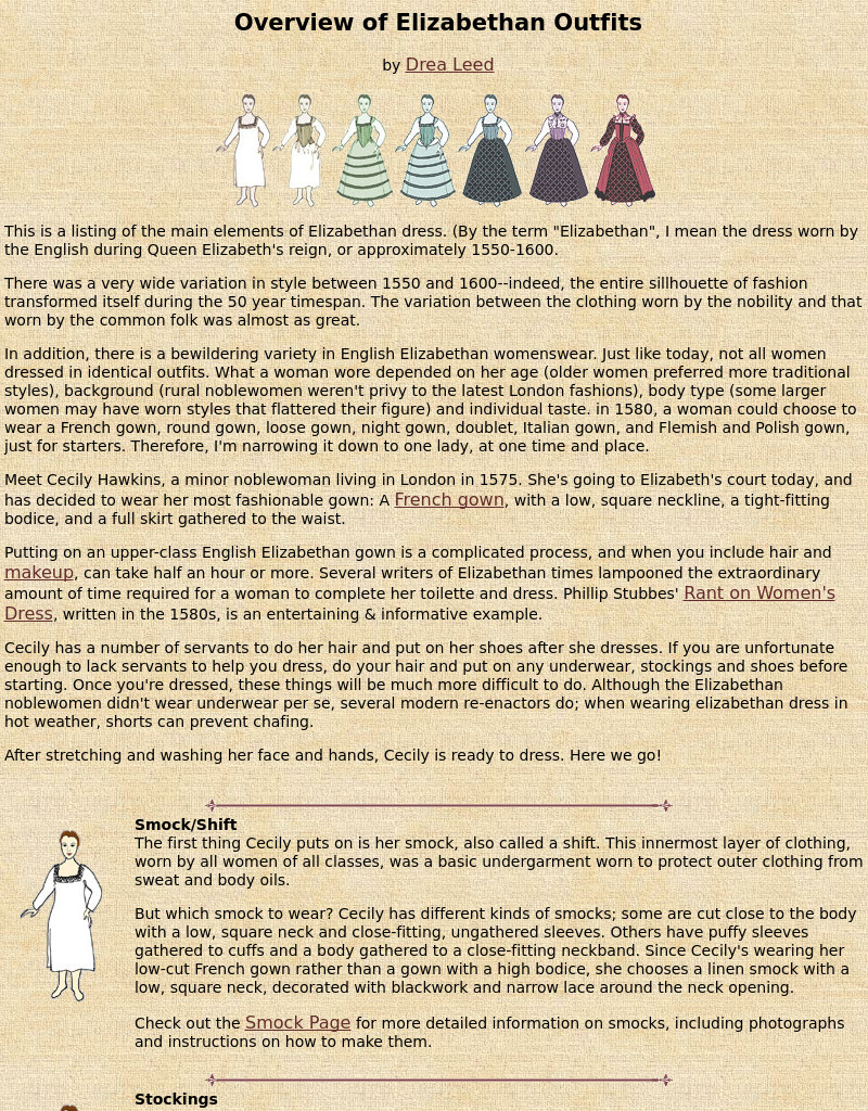 Ecp: Overview of an Elizabethan Outfit Handout