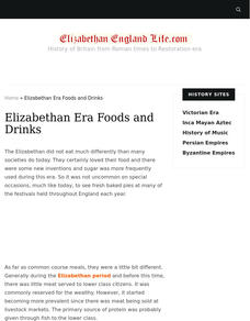 Elizabethan England Life: Elizabethan Era Foods and Recipes Professional Doc
