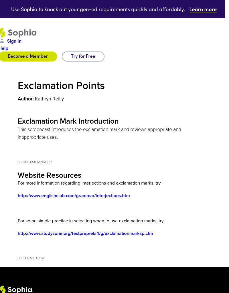 Sophia: Exclamation Point Instructional Video