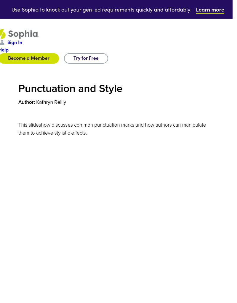 Sophia: Punctuation and Style PPT