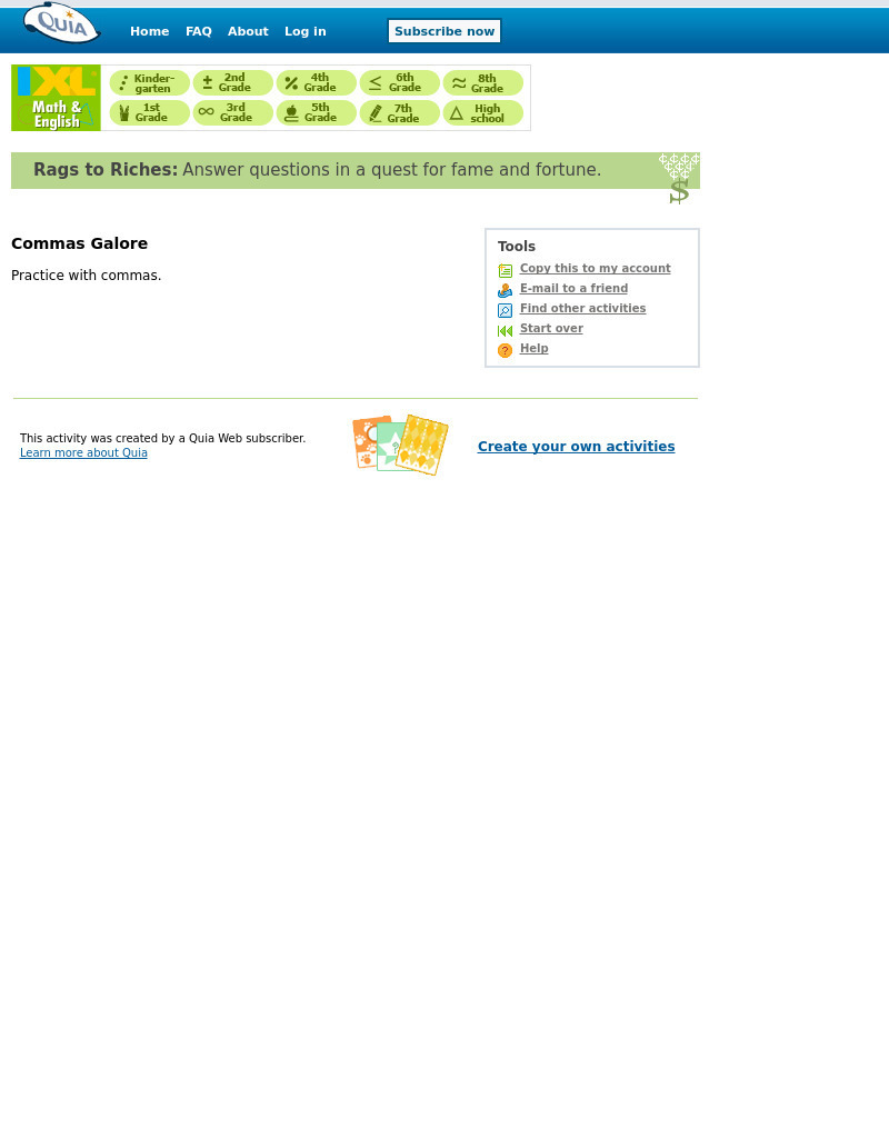 Quia: Commas Galore Interactive