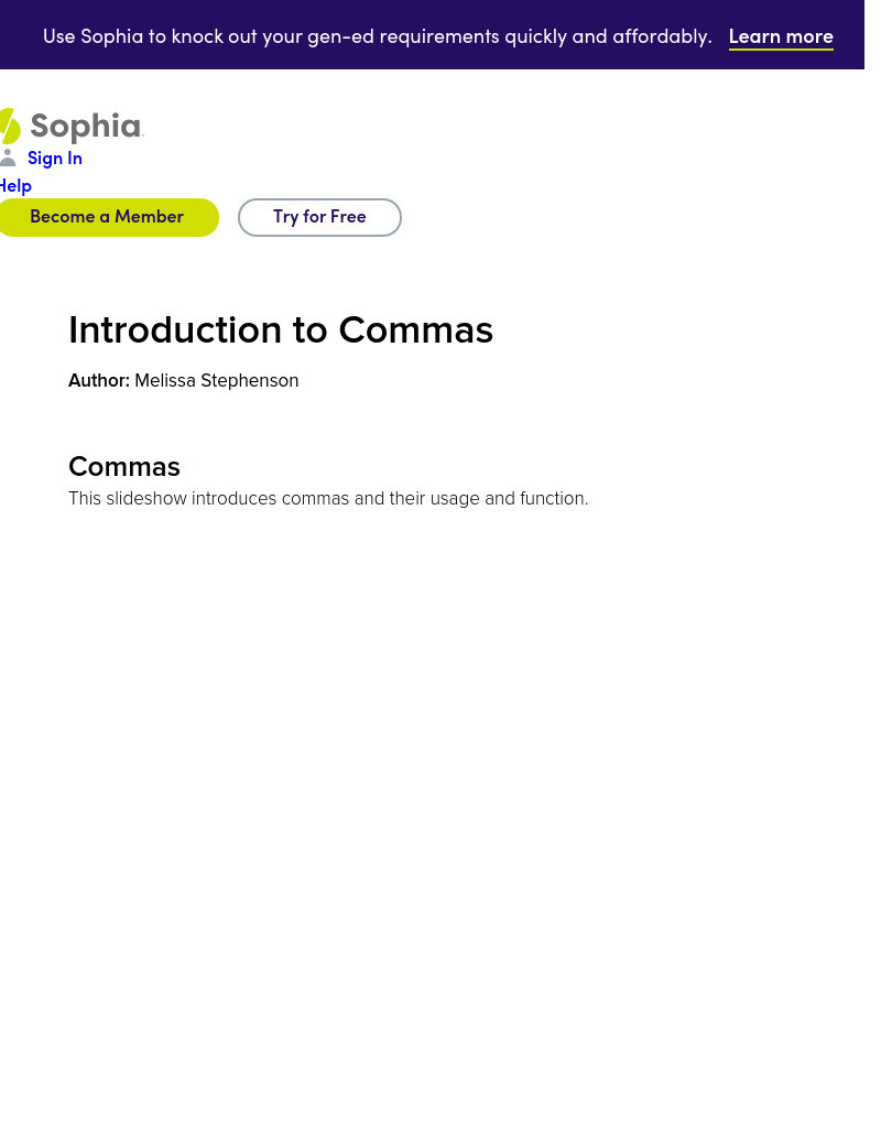 Sophia: Introduction to Commas PPT