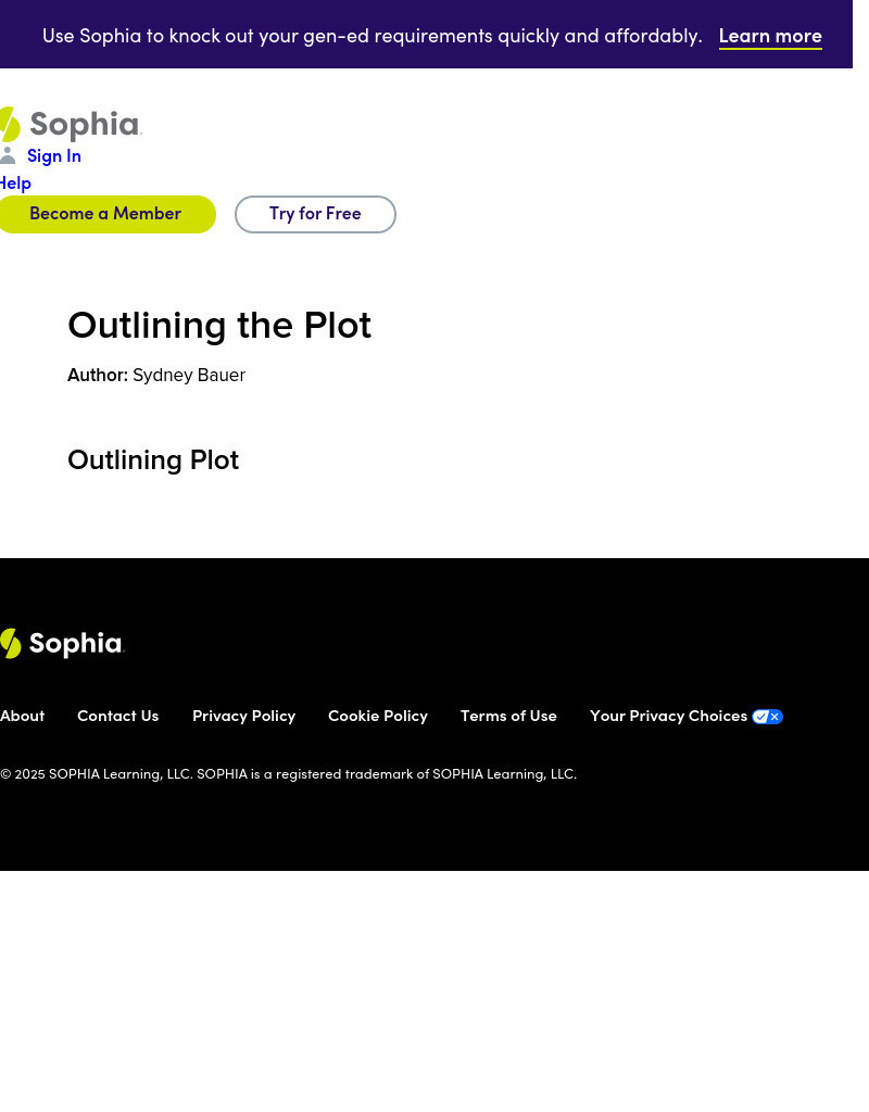 Sophia: Outlining Plot PPT