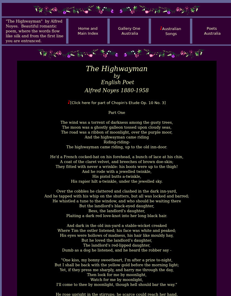 Images Australia: The Highwayman by Alfred Noyes Primary