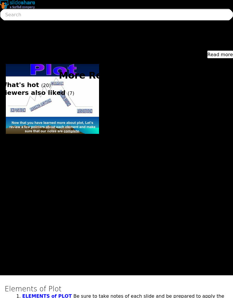 Slide Share: Elements of Plot PPT