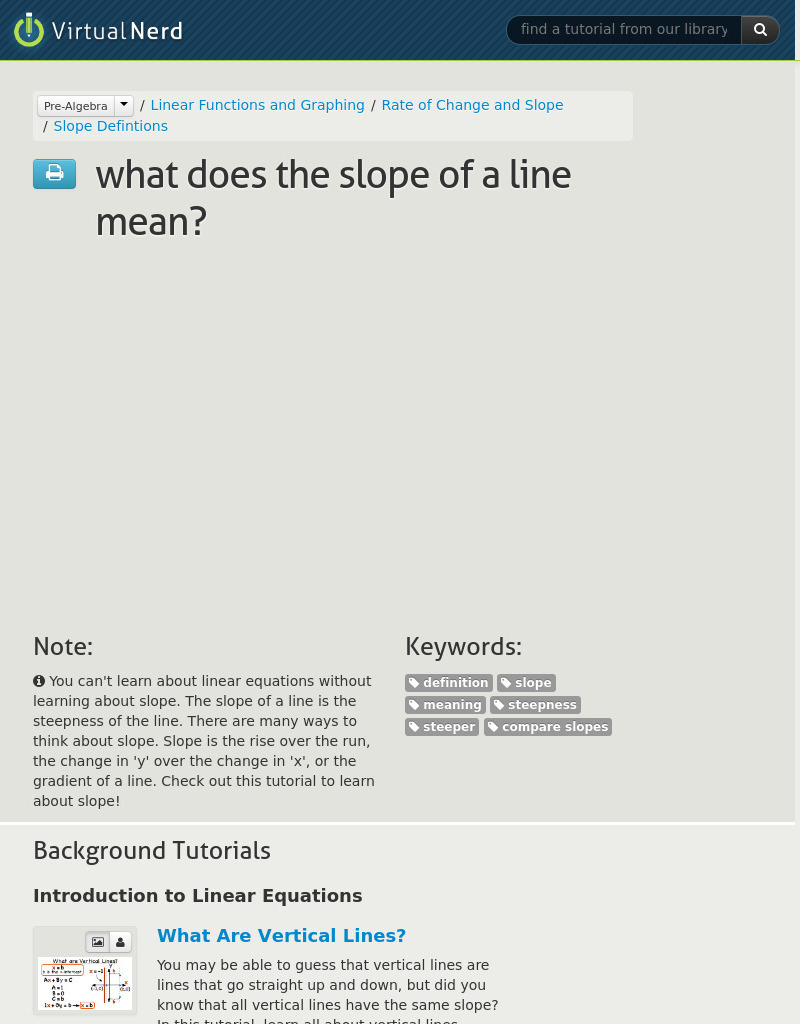 Virtual Nerd: What Does the Slope of a Line Mean? Instructional Video