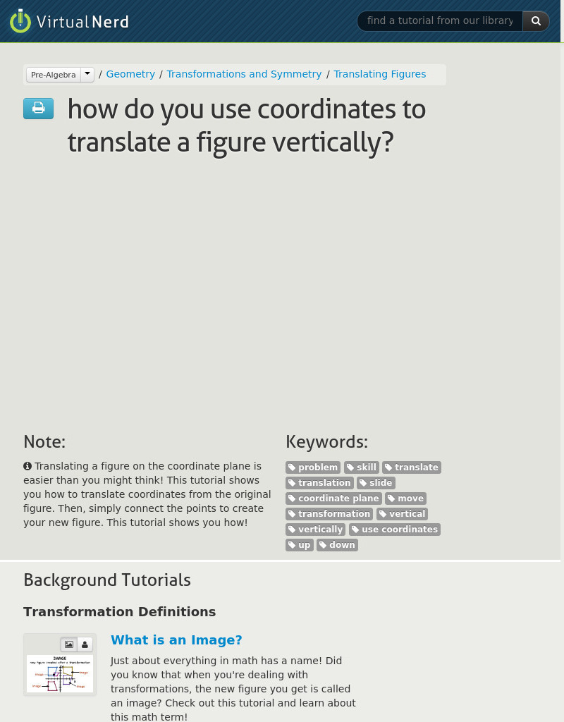 Virtual Nerd: How Do You Use Coordinates to Translate a Figure Vertically? Instructional Video