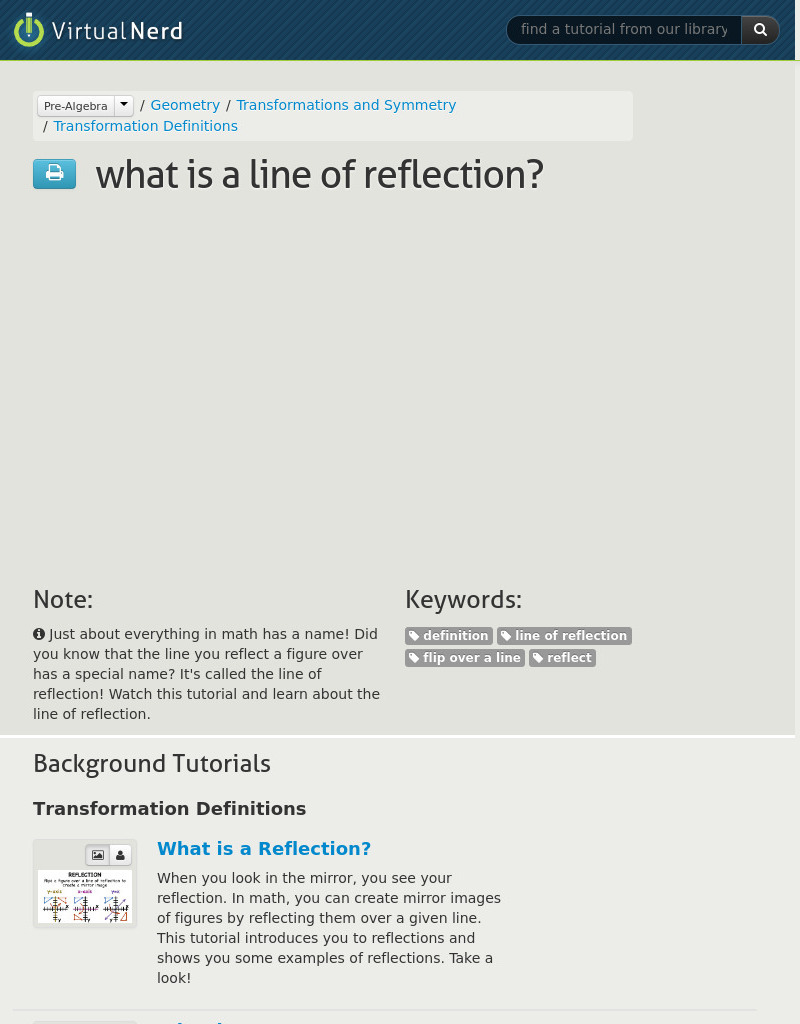 Virtual Nerd: What Is a Line of Reflection? Instructional Video