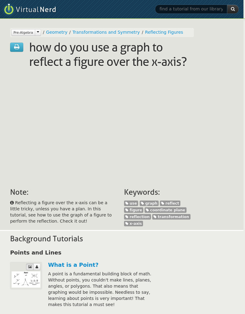 Virtual Nerd: How Do You Use a Graph to Reflect a Figure Over the X Axis? Instructional Video