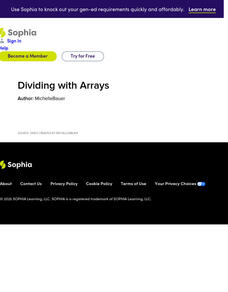 Sophia: Dividing With Arrays Instructional Video