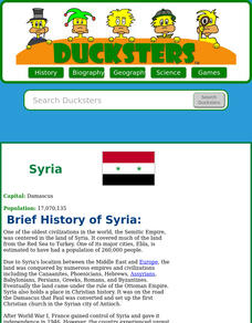 Ducksters: Geography for Kids: Syria Website