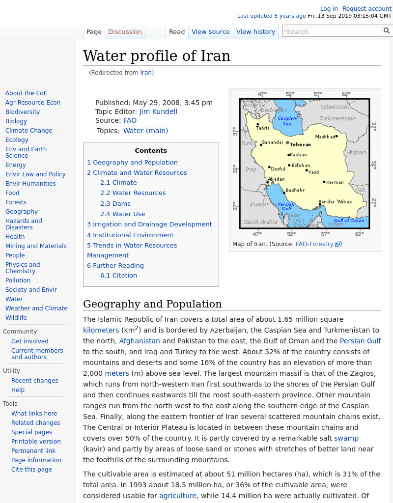 Encyclopedia of Earth: Iran Handout