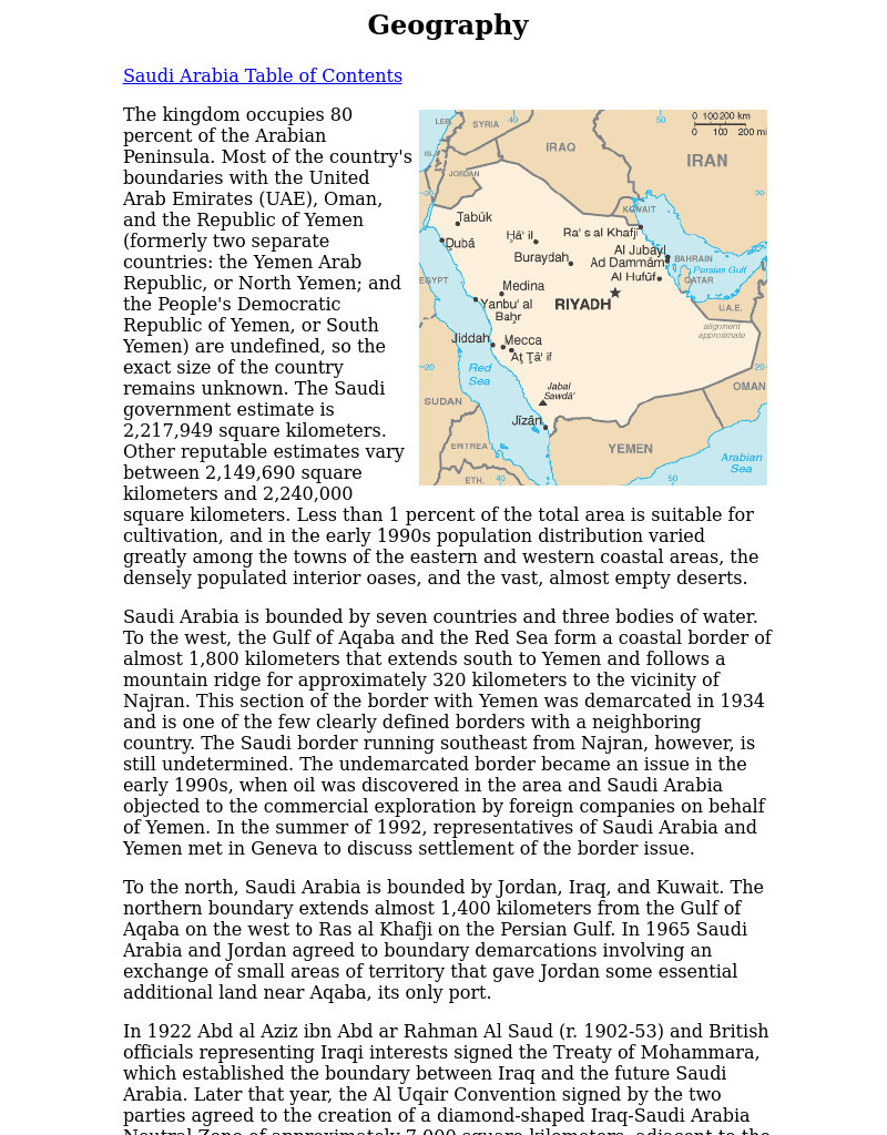 Country Studies: Saudi Arabia: Geography Handout