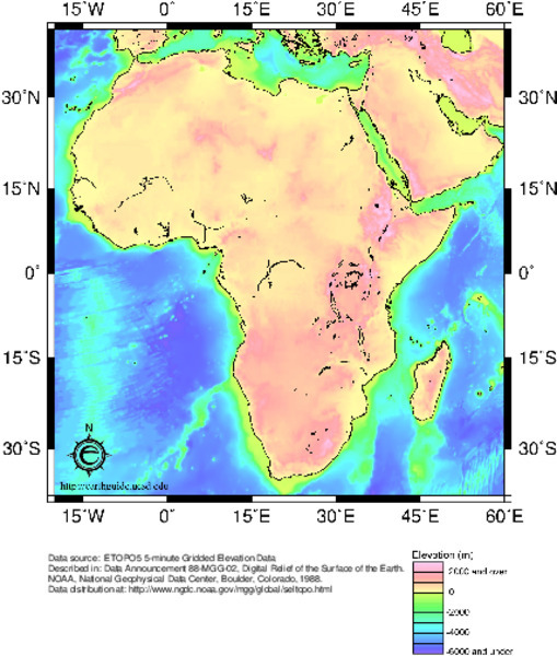 Earthguide: Maps: Shaded Relief: Africa [Pdf] Graphic