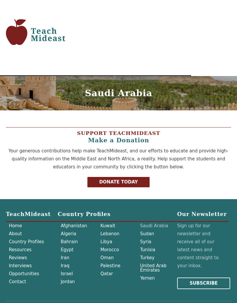 Mepc: Teach Mideast: Saudi Arabia Handout