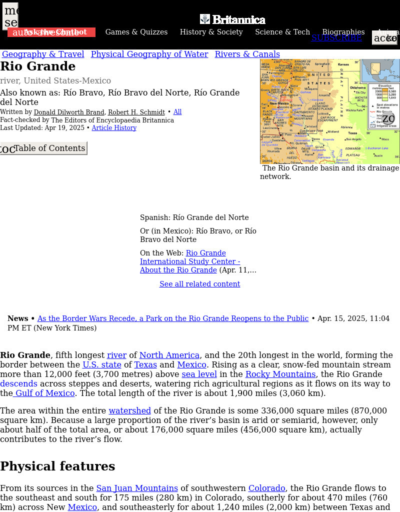 Encyclopedia Britannica: The Rio Grande Handout