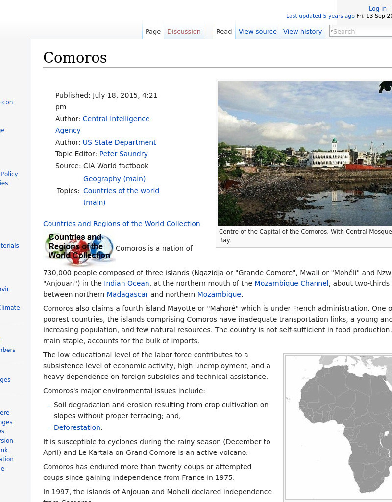 Encyclopedia of Earth: Comoros Handout