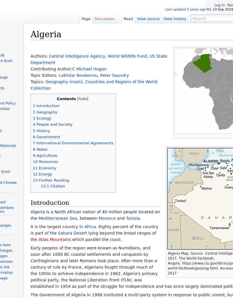 Encyclopedia of Earth: Algeria Handout
