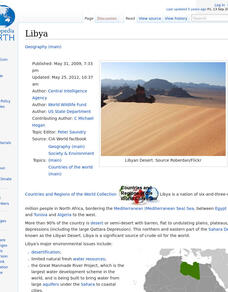 Encyclopedia of Earth: Libya Handout