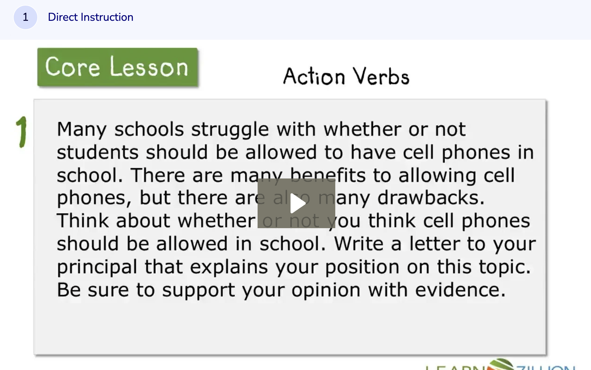 Learn Zillion: Analyze a Writing Prompt to Determine the Subject and Audience Instructional Video
