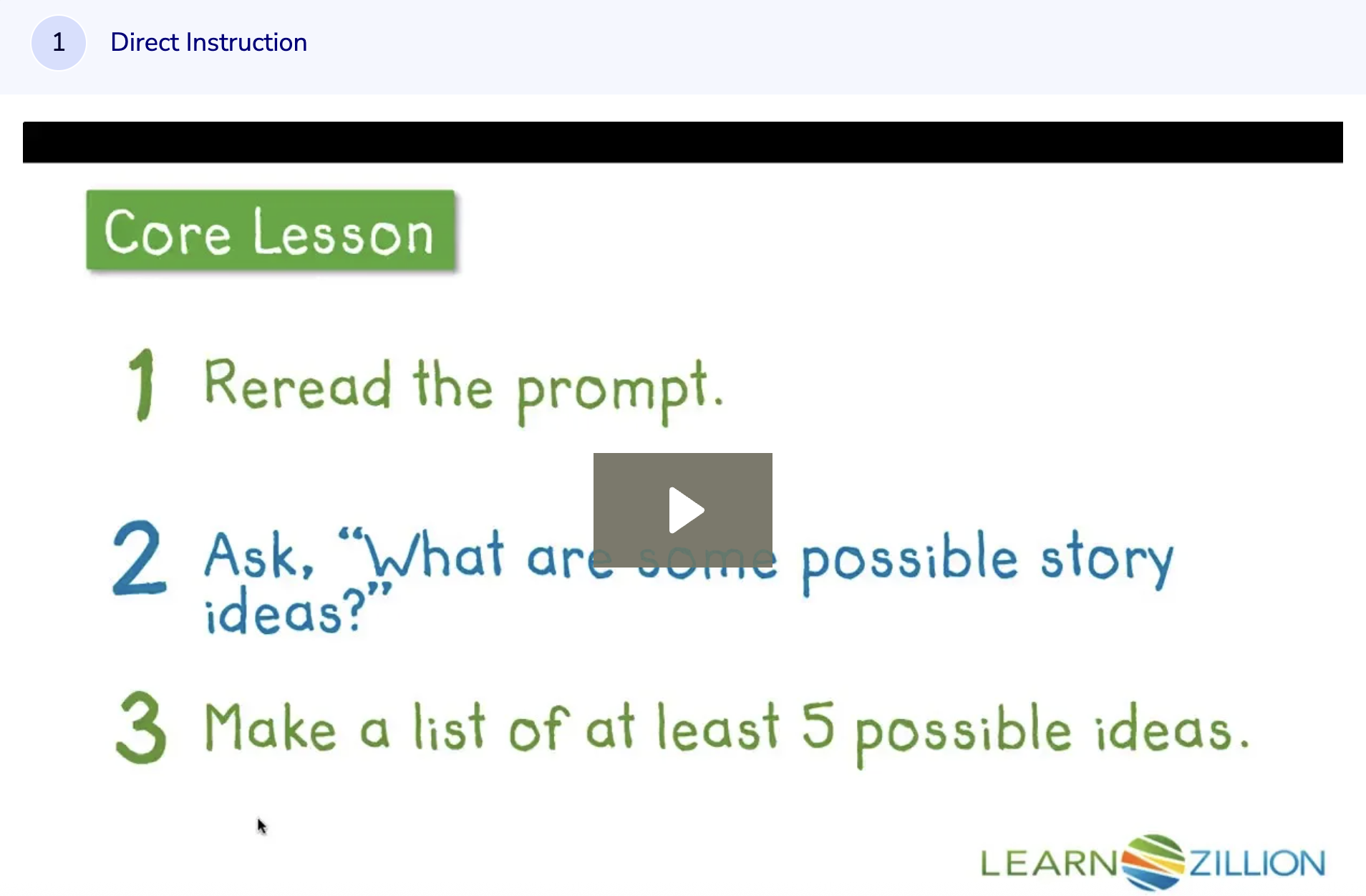 Learn Zillion: Brainstorm Narrative Writing Topics Instructional Video